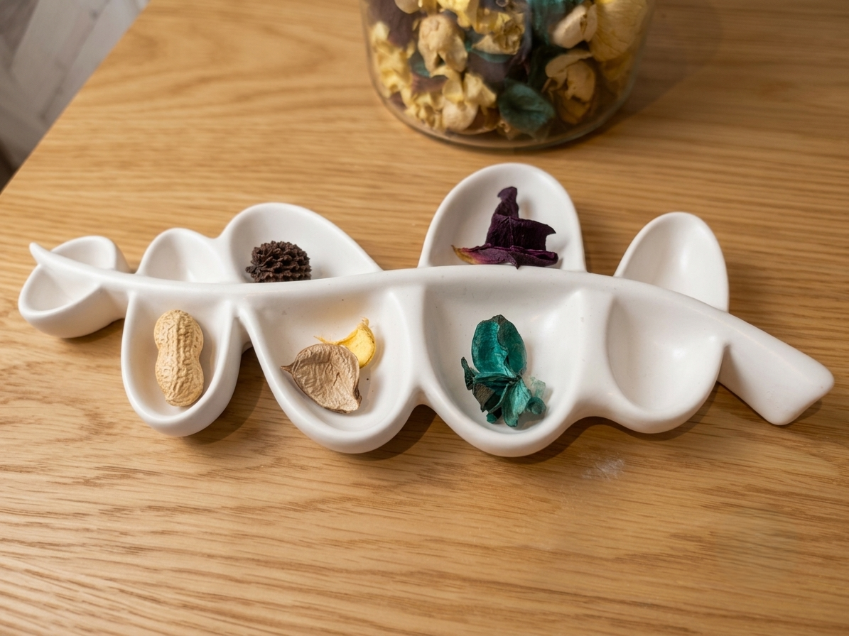 Bandeja de yeso minimalista para anillos y joyas